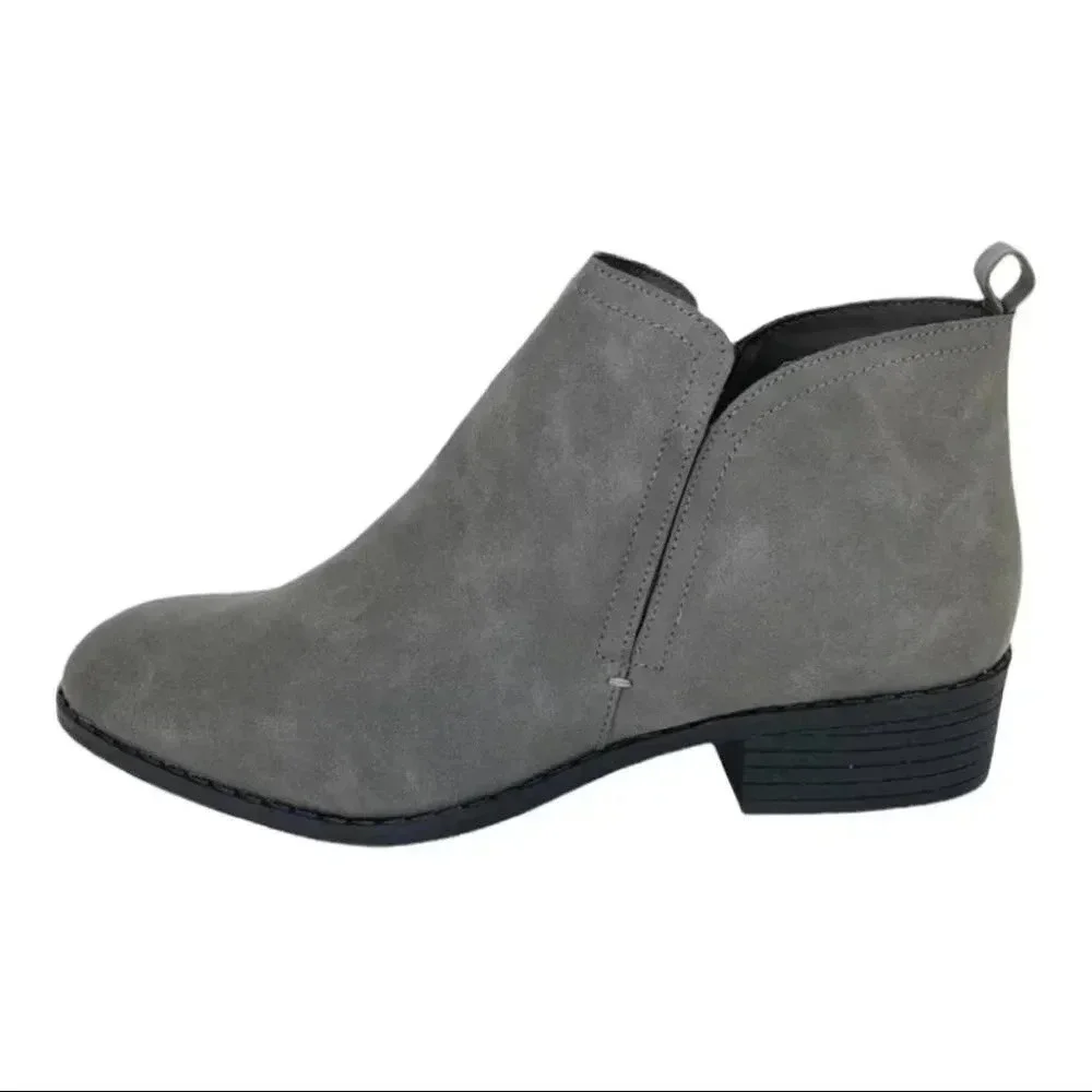 Sun + Stone Cadee Grey Faux Leather Womens Booties